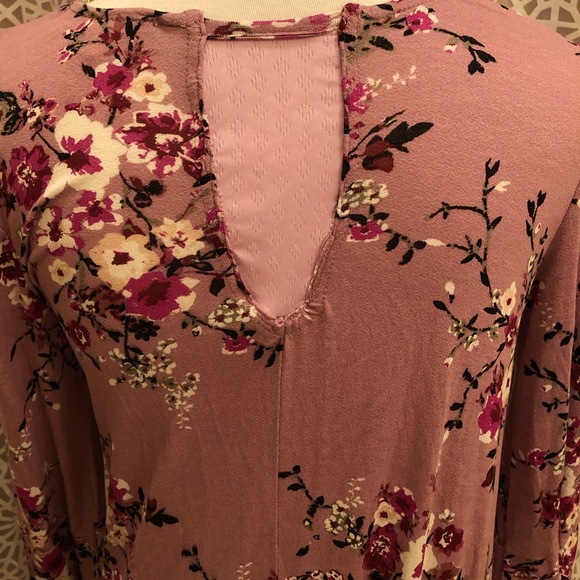 Pink Rose Floral Bell Sleeve Long Sleeve Dress - Picture 7 of 8